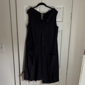 Women's Black Button-Front Sleeveless Dress